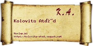 Kolovits Atád névjegykártya